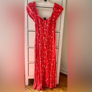 Red dress with white flowers from h&m